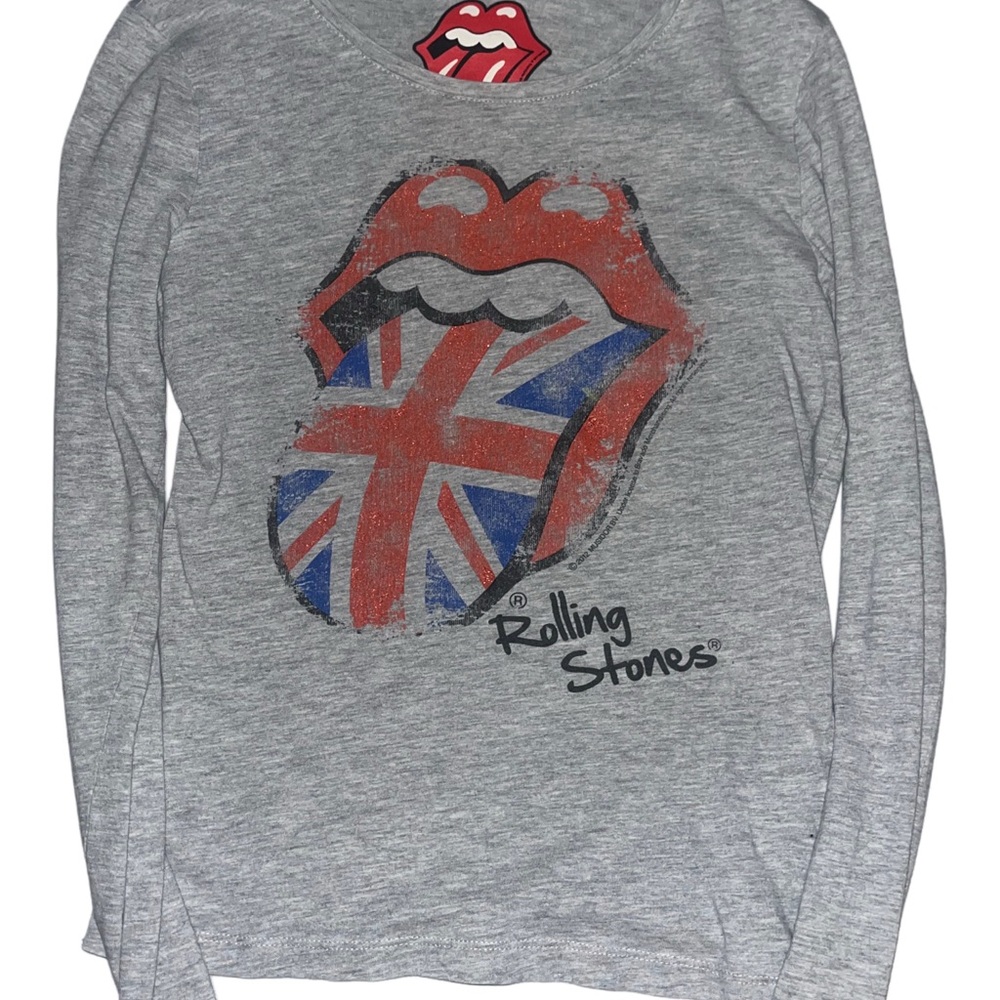 The Rolling Stones Gray Long Sleeve Tee with Red and Blue Graphic